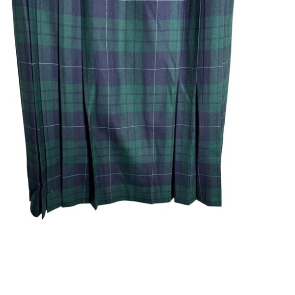 Pendleton 100% Virgin Wool Green Navy Plaid Pleated Skirt Size 8 Petite USA made - Picture 9 of 15